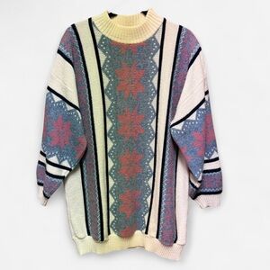 Vintage Cut 4 U Acrylic Pink Snowflake Ski Sweater